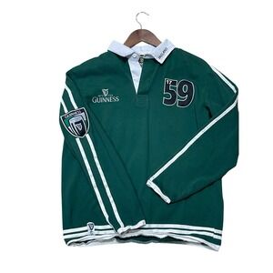 Guinness Ireland Rugby Jersey Long-Sleeve Collared Men's Size Medium Green
